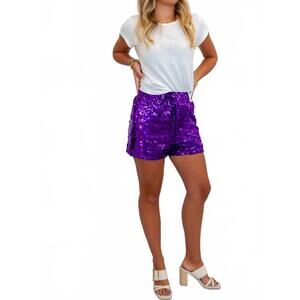 NEW TIMING sequin high waist short in purple